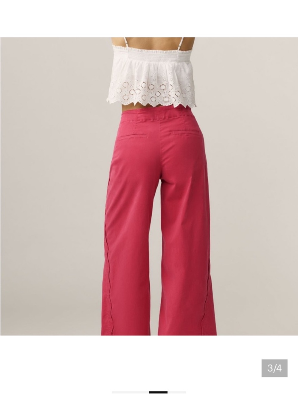 Anthropologie Maeve wide leg scalloped detail pants - Picture 2 of 8